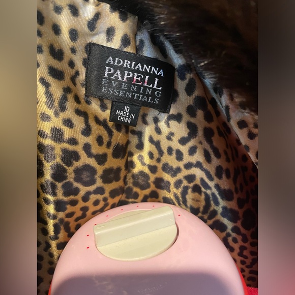 90s Adrianna Papell Classic Black Blazer With Brown Removable Faux Fur Collar - Picture 8 of 10